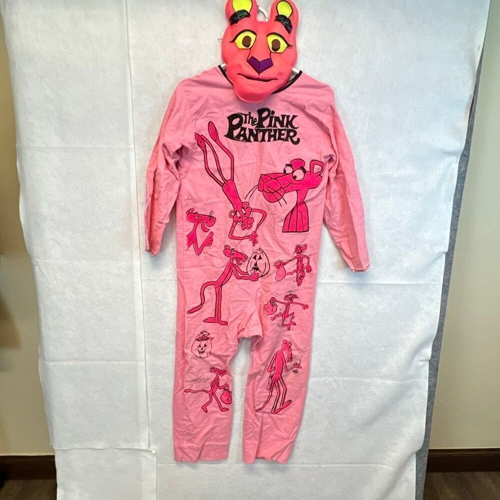 Vtg 1972 Pink Panther Child’s Halloween Costume Mask United Artists Flaws Stains
